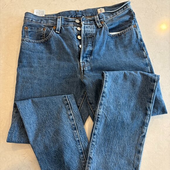 Levi's 501 White Oak Cone Denim Slim Button Fly Jeans- W28/28 - Picture 1 of 9